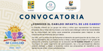 Lanzan convocatoria para participar en el IV Cabildo Infantil de Los Cabos
