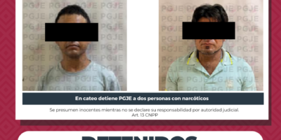 Asegura PGJE más de mil 585 dosis de droga en La Paz; dos hombres detenidos
