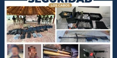 Autoridades aseguran armas y detienen a dos personas en operativo en Los Cabos