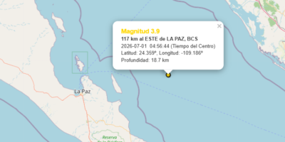 Se registra nuevo sismo marítimo de 3.9 frente a costas de Baja California Sur