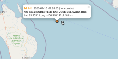 Tres sismos marítimos frente a costas de Los Cabos en menos de 24 horas