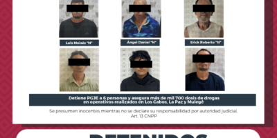 Seis sujetos detenidos y más de mil dosis de drogas asegurada; PGJE